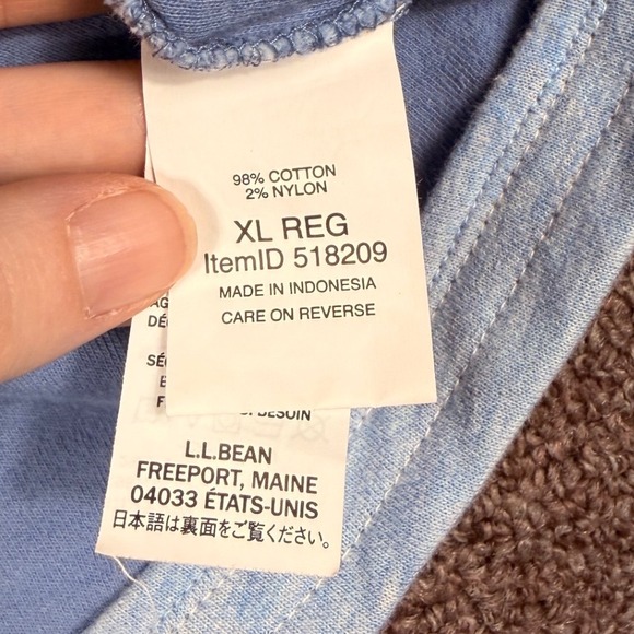 LL Bean Mens Washed Cotton Double Knit Chamois Shirt Long Sleeve Blue XL - Picture 5 of 9